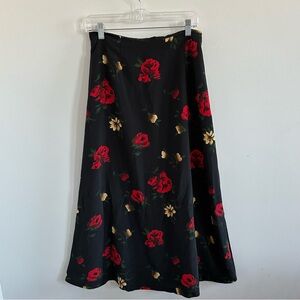 Floral Black Chiffon Maxi Skirt